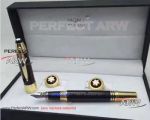 Perfect Replica - Montblanc JFK Black And Gold Fountain Pen And Gold Cufflinks Set